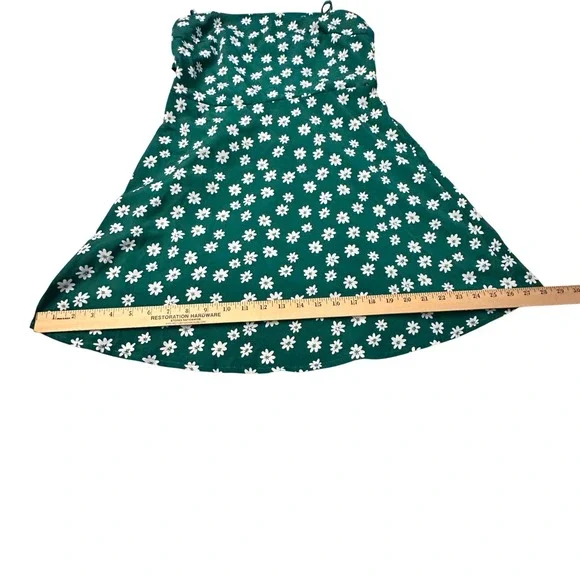 Green Floral Dress Tie Strap Smocked Sundress Summer Mini‎ Dress - Picture 8 of 14
